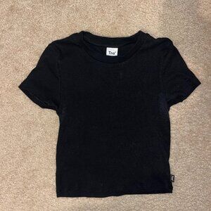 Aritzia TNA Black Ribbed Cropped Top